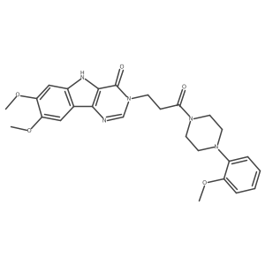 COc1cc2[nH]c3c(=O)n(CCC(=O)N4CCN(c5ccccc5OC)CC4)cnc3c2cc1OC结构式