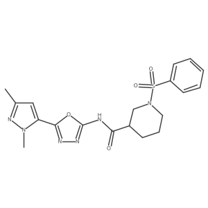 N-(5-(1,3-dimethyl-1H-pyrazol-5-yl)-1,3,4-oxadiazol-2-yl)-1-(phenylsulfonyl)piperidine-3-carboxamide Structure