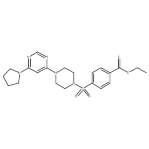Ethyl 4-((4-(6-(pyrrolidin-1-yl)pyrimidin-4-yl)piperazin-1-yl)sulfonyl)benzoate Structure