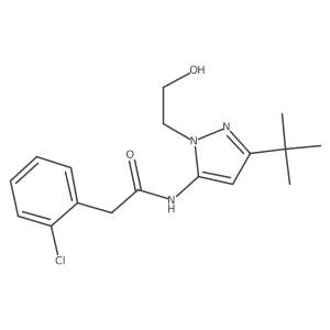 N-(3-(tert-butyl)-1-(2-hydroxyethyl)-1H-pyrazol-5-yl)-2-(2-chlorophenyl)acetamide结构式