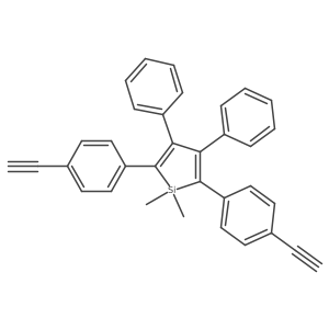 2,5-Bis(4-ethynylphenyl)-1,1-dimethyl-3,4-diphenyl-1H-silole结构式