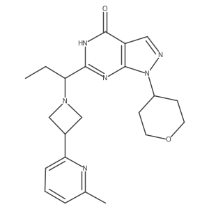 1,5-Dihydro-6-[(1R)-1-[3-(6-methyl-2-pyridinyl)-1-azetidinyl]propyl]-1-(tetrahydro-2H-pyran-4-yl)-4H-pyrazolo[3,4-d]pyrimidin-4-one Structure