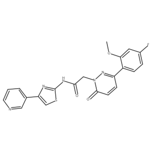 2-[3-(4-fluoro-2-methoxyphenyl)-6-oxopyridazin-1(6H)-yl]-N-[(2Z)-4-(pyridin-3-yl)-1,3-thiazol-2(3H)-ylidene]acetamide结构式