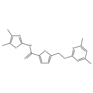 5-{[(4,6-dimethylpyrimidin-2-yl)sulfanyl]methyl}-N-(4,5-dimethyl-1,3-thiazol-2-yl)furan-2-carboxamide结构式