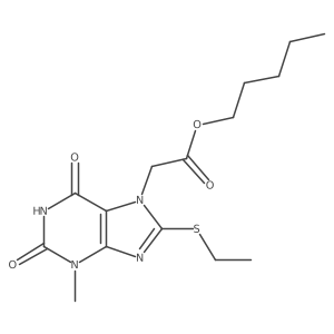 pentyl 2-(8-(ethylthio)-3-methyl-2,6-dioxo-2,3-dihydro-1H-purin-7(6H)-yl)acetate结构式