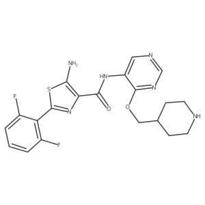 5-Amino-2-(2,6-difluorophenyl)-N-(4-(piperidin-4-ylmethoxy)pyrimidin-5-yl)thiazole-4-carboxamide结构式