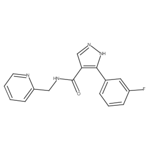 5-(3-fluorophenyl)-N-(pyridin-2-ylmethyl)-1H-pyrazole-4-carboxamide结构式