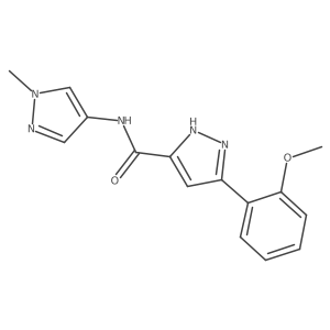 5-(2-methoxyphenyl)-N-(1-methyl-1H-pyrazol-4-yl)-1H-pyrazole-3-carboxamide结构式