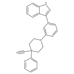 1-[4-(1H-indazol-3-yl)-2-pyridinyl]-4-(2-pyridinyl)-4-piperidinecarbonitrile结构式