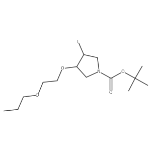 Tert-butyl 3-iodo-4-(2-propoxyethoxy)pyrrolidine-1-carboxylate结构式