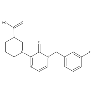 1-(4-(3-Fluorobenzyl)-3-oxo-3,4-dihydropyrazin-2-yl)piperidine-3-carboxylic acid结构式