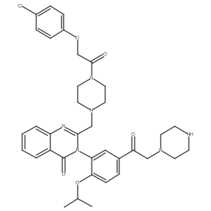 2-((4-(2-(4-chlorophenoxy)acetyl)piperazin-1-yl)methyl)-3-(2-isopropoxy-5-(2-(piperazin-1-yl)acetyl)phenyl)quinazolin-4(3H)-one Structure