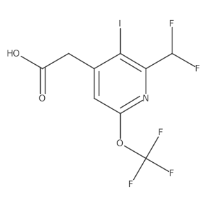 2-(Difluoromethyl)-3-iodo-6-(trifluoromethoxy)pyridine-4-acetic acid Structure