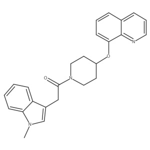 2-(1-methyl-1H-indol-3-yl)-1-(4-(quinolin-8-yloxy)piperidin-1-yl)ethanone结构式