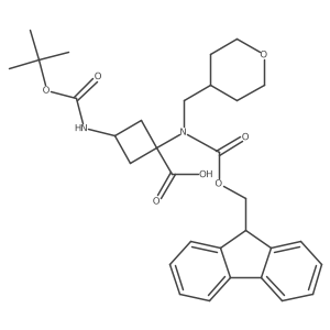 3-{[(tert-butoxy)carbonyl]amino}-1-({[(9H-fluoren-9-yl)methoxy]carbonyl}[(oxan-4-yl)methyl]amino)cyclobutane-1-carboxylic acid Structure
