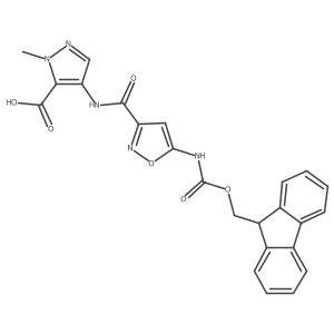 4-[5-({[(9H-fluoren-9-yl)methoxy]carbonyl}amino)-1,2-oxazole-3-amido]-1-methyl-1H-pyrazole-5-carboxylic acid结构式