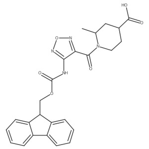 1-[4-({[(9H-fluoren-9-yl)methoxy]carbonyl}amino)-1,2,5-oxadiazole-3-carbonyl]-2-methylpiperidine-4-carboxylic acid Structure