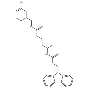 3-{[5-({[(9H-fluoren-9-yl)methoxy]carbonyl}amino)hexanamido]methyl}pentanoic acid结构式