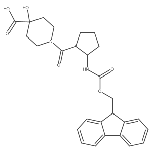 rac-1-[(1R,2S)-2-({[(9H-fluoren-9-yl)methoxy]carbonyl}amino)cyclopentanecarbonyl]-4-hydroxypiperidine-4-carboxylic acid结构式