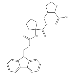 rac-(2R,3R)-3-({[1-({[(9H-fluoren-9-yl)methoxy]carbonyl}amino)cyclopentyl]formamido}methyl)oxolane-2-carboxylic acid Structure