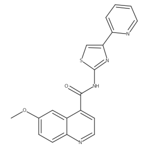 6-methoxy-N-[4-(pyridin-2-yl)-1,3-thiazol-2-yl]quinoline-4-carboxamide结构式