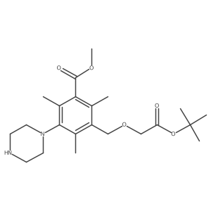 Methyl 3-{[2-(tert-butoxy)-2-oxoethoxy]methyl}-2,4,6-trimethyl-5-(piperazin-1-yl)benzoate结构式