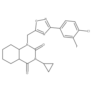 1-[[3-(4-Chloro-3-fluorophenyl)-1,2,4-oxadiazol-5-yl]methyl]-3-cyclopropyl-4a,5,6,7,8,8a-hexahydroquinazoline-2,4-dione结构式