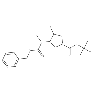 Tert-butyl 3-{[(benzyloxy)carbonyl](methyl)amino}-4-fluoropyrrolidine-1-carboxylate结构式