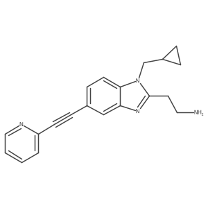 2-[1-(cyclopropylmethyl)-5-[2-(pyridin-2-yl)ethynyl]-1H-1,3-benzodiazol-2-yl]ethan-1-amine结构式