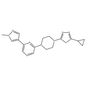 2-[4-(5-cyclopropyl-1,3,4-thiadiazol-2-yl)piperazin-1-yl]-6-(1-methyl-1H-pyrazol-4-yl)pyrazine结构式