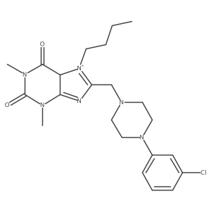 7-butyl-8-[[4-(3-chlorophenyl)piperazin-1-yl]methyl]-1,3-dimethyl-5H-purin-7-ium-2,6-dione结构式