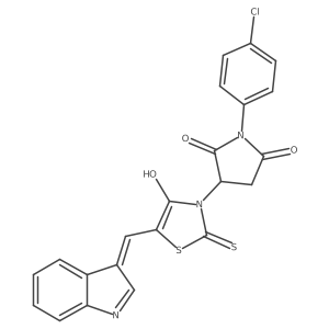 1-(4-chlorophenyl)-3-[(5Z)-5-(1H-indol-3-ylmethylidene)-4-oxo-2-thioxo-1,3-thiazolidin-3-yl]pyrrolidine-2,5-dione Structure