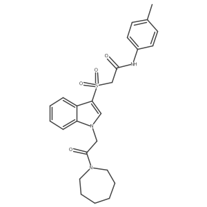 2-((1-(2-(azepan-1-yl)-2-oxoethyl)-1H-indol-3-yl)sulfonyl)-N-(p-tolyl)acetamide结构式