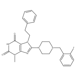8-(4-(2-fluorobenzyl)piperazin-1-yl)-3-methyl-7-phenethyl-1H-purine-2,6(3H,7H)-dione结构式