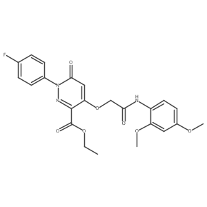Ethyl 4-(2-((2,4-dimethoxyphenyl)amino)-2-oxoethoxy)-1-(4-fluorophenyl)-6-oxo-1,6-dihydropyridazine-3-carboxylate结构式