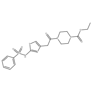 Ethyl 4-({2-[(phenylsulfonyl)amino]-1,3-thiazol-4-yl}acetyl)piperazine-1-carboxylate Structure