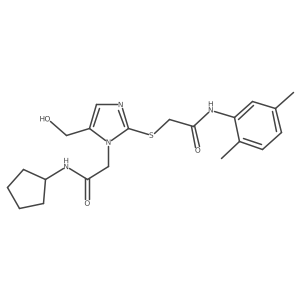 2-({1-[(cyclopentylcarbamoyl)methyl]-5-(hydroxymethyl)-1H-imidazol-2-yl}sulfanyl)-N-(2,5-dimethylphenyl)acetamide Structure