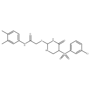 2-[[5-(3-chlorophenyl)sulfonyl-4-oxo-1,3-diazinan-2-yl]sulfanyl]-N-(3,4-dimethylphenyl)acetamide结构式