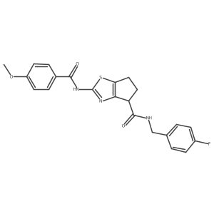 N-(4-fluorobenzyl)-2-(4-methoxybenzamido)-5,6-dihydro-4H-cyclopenta[d]thiazole-4-carboxamide结构式