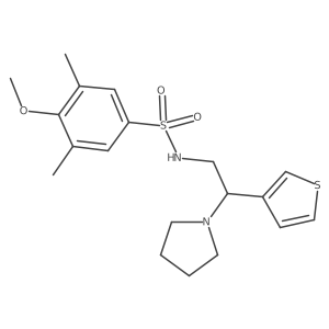 4-methoxy-3,5-dimethyl-N-(2-(pyrrolidin-1-yl)-2-(thiophen-3-yl)ethyl)benzenesulfonamide结构式