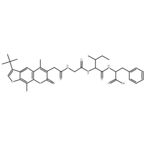 N-[(3-tert-butyl-5,9-dimethyl-7-oxo-7H-furo[3,2-g]chromen-6-yl)acetyl]glycyl-L-isoleucyl-L-phenylalanine结构式