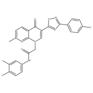 2-{3-[3-(4-chlorophenyl)-1,2,4-oxadiazol-5-yl]-7-methyl-4-oxo-1,4-dihydro-1,8-naphthyridin-1-yl}-N-(4-fluoro-3-methylphenyl)acetamide结构式