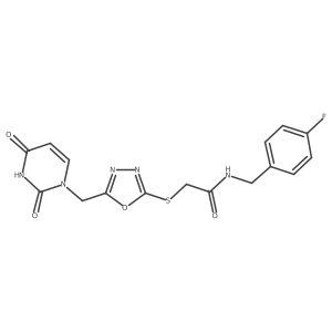 2-((5-((2,4-dioxo-3,4-dihydropyrimidin-1(2H)-yl)methyl)-1,3,4-oxadiazol-2-yl)thio)-N-(4-fluorobenzyl)acetamide Structure