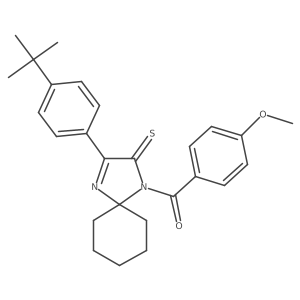 3-(4-Tert-butylphenyl)-1-(4-methoxybenzoyl)-1,4-diazaspiro[4.5]dec-3-ene-2-thione Structure