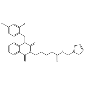 5-{1-[(4-bromo-2-fluorophenyl)methyl]-2,4-dioxo-1,2,3,4-tetrahydroquinazolin-3-yl}-N-[(furan-2-yl)methyl]pentanamide Structure
