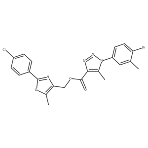 [2-(4-chlorophenyl)-5-methyl-1,3-oxazol-4-yl]methyl 1-(4-bromo-3-methylphenyl)-5-methyl-1H-1,2,3-triazole-4-carboxylate结构式