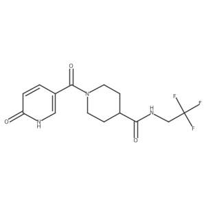 1-(6-oxo-1,6-dihydropyridine-3-carbonyl)-N-(2,2,2-trifluoroethyl)piperidine-4-carboxamide结构式