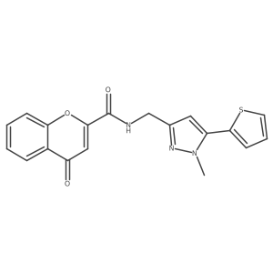 N-((1-methyl-5-(thiophen-2-yl)-1H-pyrazol-3-yl)methyl)-4-oxo-4H-chromene-2-carboxamide结构式