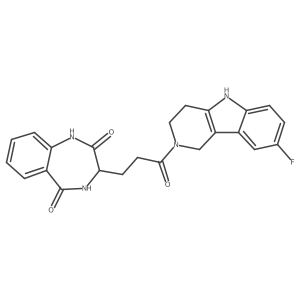 3-[3-(8-fluoro-1,3,4,5-tetrahydro-2H-pyrido[4,3-b]indol-2-yl)-3-oxopropyl]-3,4-dihydro-1H-1,4-benzodiazepine-2,5-dione结构式