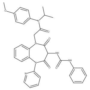 2,3,4,5-Tetrahydro-N-(4-methoxyphenyl)-N-(1-methylethyl)-2,4-dioxo-3-[[(phenylamino)carbonyl]amino]-5-(2-pyridinyl)-1H-1,5-benzodiazepine-1-acetamide结构式